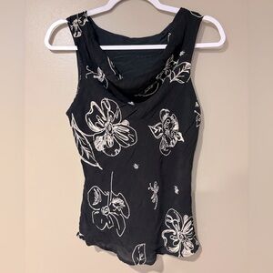 vintage cowl neck y2k fitted monochrome asymmetrical camisole flattering top